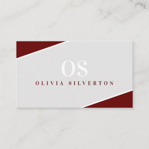 CREATIVE CORNERS Klassischer Monogramm-Maroon grau Visitenkarte