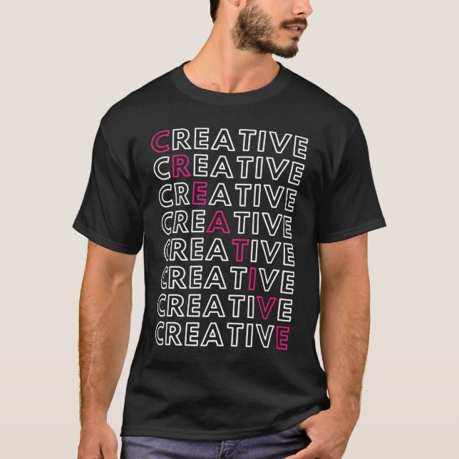 Creative Crossword Box with Pink and White Letters T-Shirt (Vorderseite)