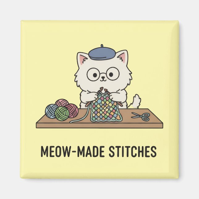 Creative Cute Cat Knitting Craft Cartoon Magnet (Vorne)