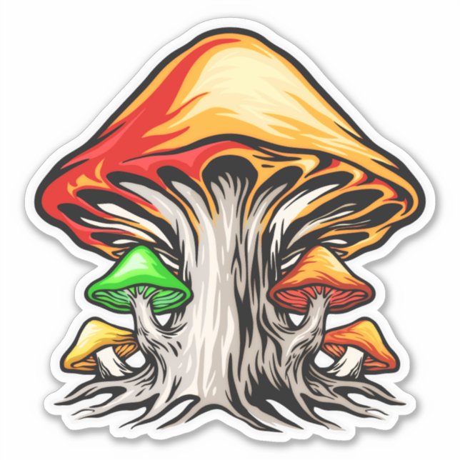 Creative Earthy Psychedelic Mushroom Art Aufkleber (Vorderseite)