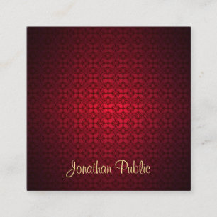 Creative Elegant Red Damask Calligrafy Script Quadratische Visitenkarte
