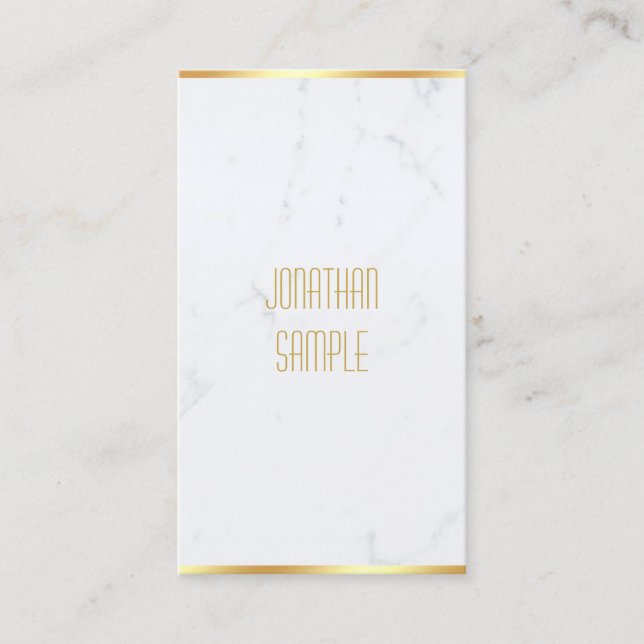 Creative Elegant White Marble Gold Name Modern Visitenkarte (Vorderseite)