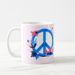 Creative & farbenfrohe Friedenssymbol mit Vögeln Kaffeetasse