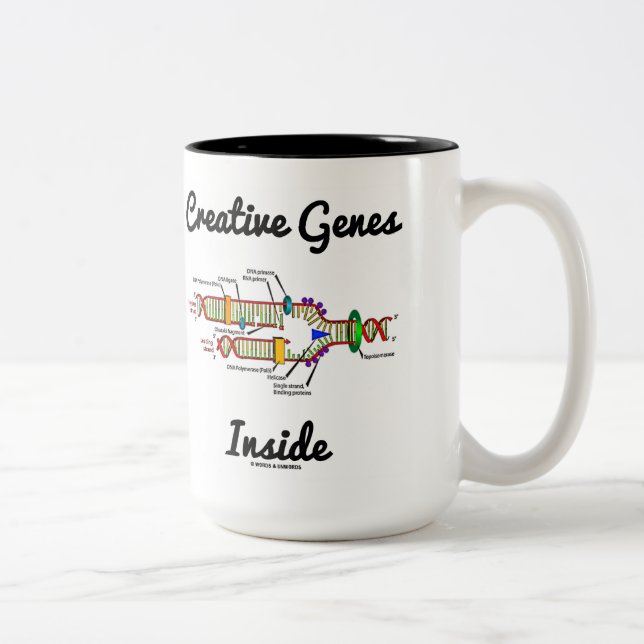 Creative Genes Inside (DNA-Replikation) Zweifarbige Tasse (Rechts)
