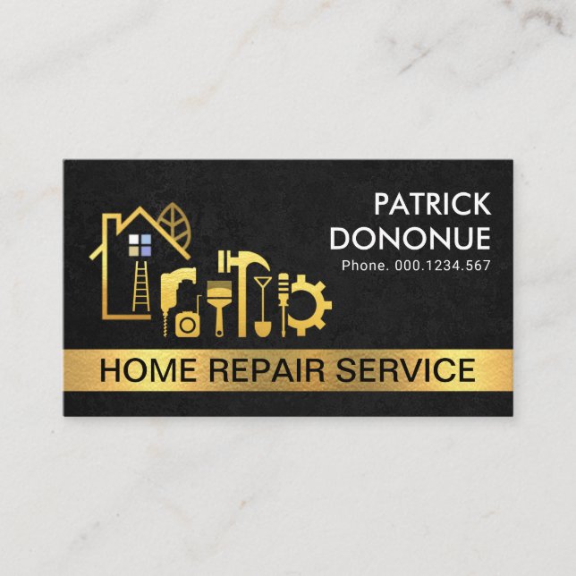 Creative Gold Gebäude Black Grunge Textur Visitenkarte (Vorderseite)