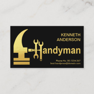 Creative Gold Hammer Handyman Design Visitenkarte