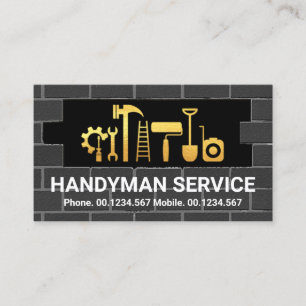 Creative Gold Handyman Tools in der Ziegelmauer Visitenkarte