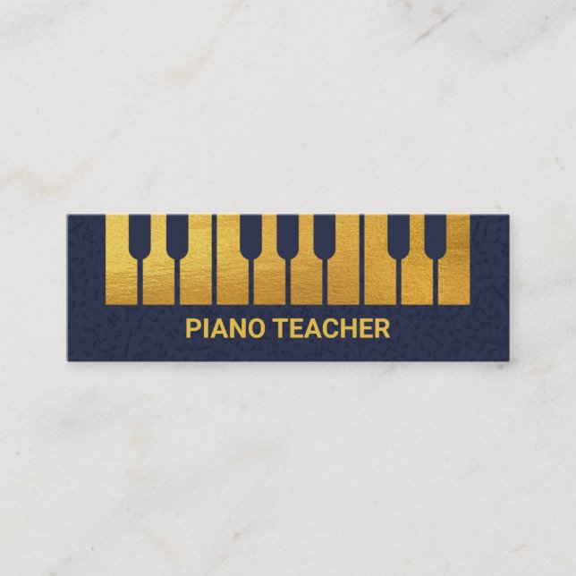 Creative Gold Piano Keys Floating Musical Notes Mini Visitenkarte (Vorderseite)