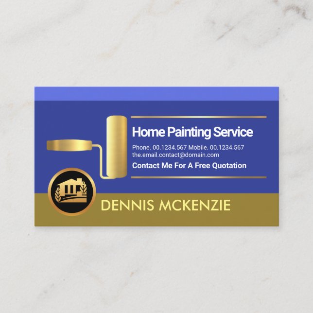 Creative Gold Roller Paint Brush Handyman Painter  Visitenkarte (Vorderseite)