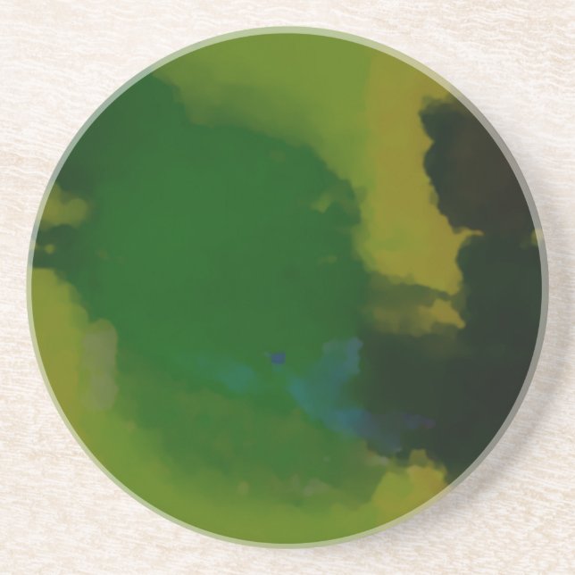 Creative Green Yellow Abstrakt Sandstein Untersetzer (Vorne)