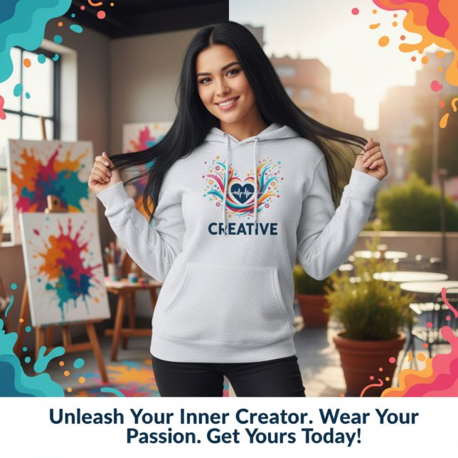 Creative Heartbeat Color Splash Art Design Hoodie (Creative Heartbeat Color Splash Art Design)