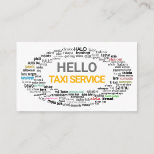Creative Hello Language Greetings Taxi Treiber Visitenkarte