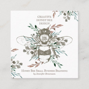Creative Honey Bee Apiary Vintag Quadratische Visitenkarte