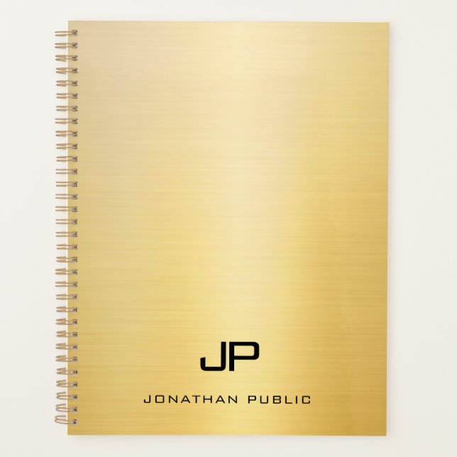 Creative Imitate Gold Modern Monogram Name Text Planer (Vorderseite)