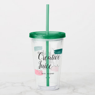 Creative Juice Typographic Pink & Green Abstrakt Acryltrinkbecher