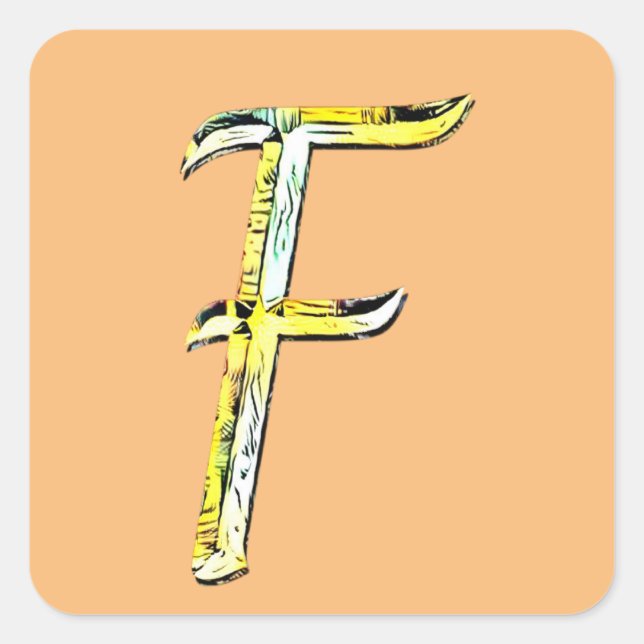 Creative Letter F Initial Monogram Quadratischer Aufkleber (Vorderseite)