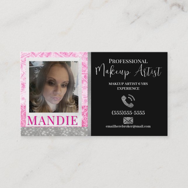 Creative Makeup Hair Lash Foto Card QR Code Visitenkarte (Vorderseite)