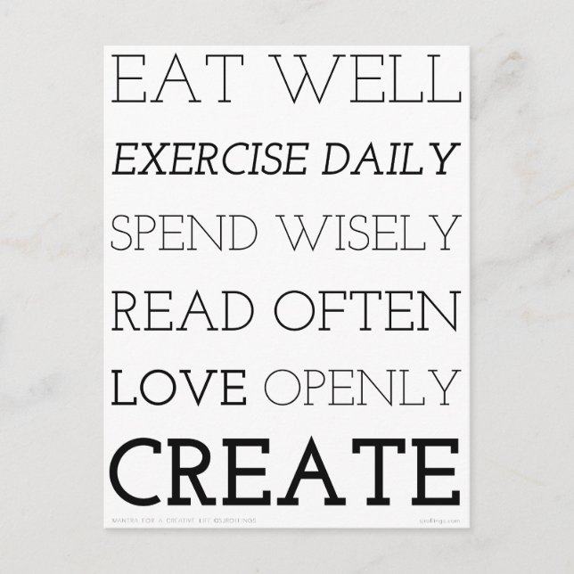 Creative Mantra Print Postkarte (Vorderseite)