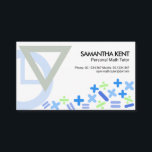 Creative Mathematics Symbole Motif Mathematik Tuto Visitenkarte<br><div class="desc">Ein kreatives pastellfarbenes Mathematik-Symbolmotiv. An der Spitze stehen neben den Kontaktdaten auch Ihr Prestigename und Ihr Jobtitel. An der unteren links Ecke der Karte befindet sich ein goldenes "pi"-Logo, falls Sie es verwenden möchten, bitte aktivieren Sie es. Overleaf, das goldene "pi" Logo steht oben, gefolgt von Ihrem angesehenen Namen, Kontaktdaten...</div>