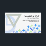 Creative Mathematics Symbole Motif Mathematik Tuto Visitenkarte<br><div class="desc">Ein kreatives pastellfarbenes Mathematik-Symbolmotiv. An der Spitze stehen neben den Kontaktdaten auch Ihr Prestigename und Ihr Jobtitel. An der unteren links Ecke der Karte befindet sich ein goldenes "pi"-Logo, falls Sie es verwenden möchten, bitte aktivieren Sie es. Overleaf, das goldene "pi" Logo steht oben, gefolgt von Ihrem angesehenen Namen, Kontaktdaten...</div>
