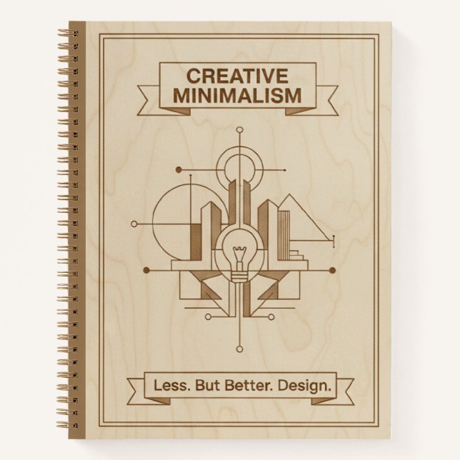 Creative Minimalism Less But Better Wood Journal Notizbuch (Vorderseite)
