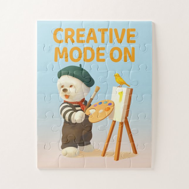 Creative Mode On: Painter Bichon Dog Artist Art Puzzle (Vertikal)
