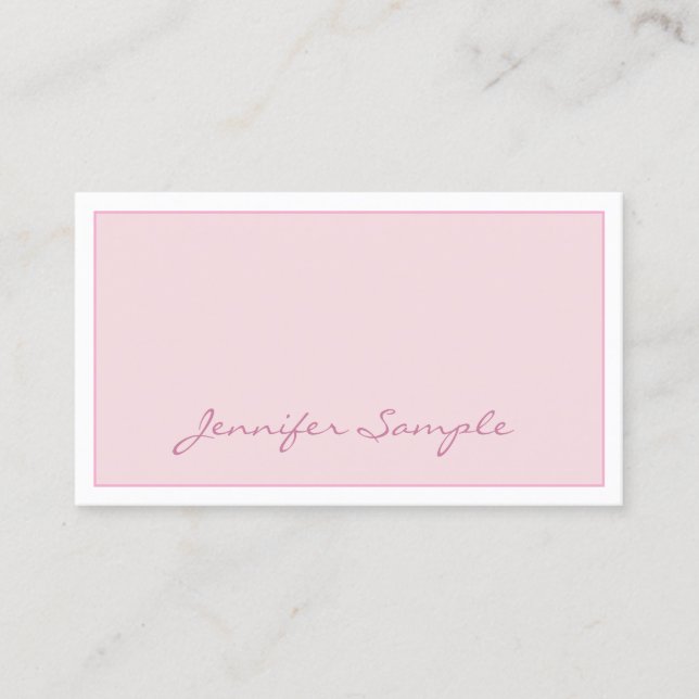 Creative Modern Blush Pink Script Einfach Visitenkarte (Vorderseite)