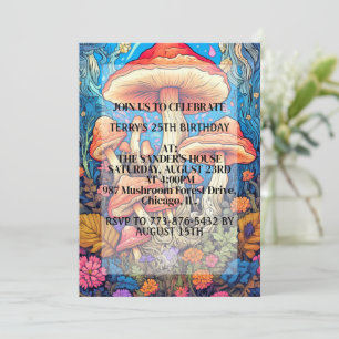 Creative Mushroom Illustration Geburtstagsparty Einladung