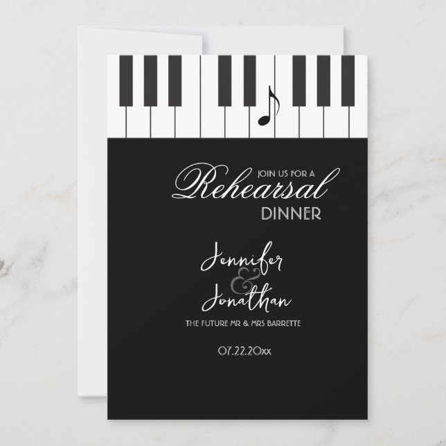 Creative Musicians Piano Keys Probe Dinner Einladung (Vorderseite)