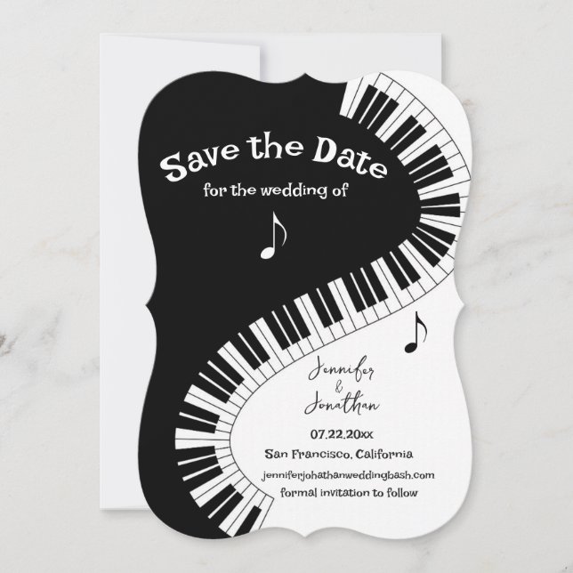 Creative Musicians Piano Keys Save the Date Einladung (Vorderseite)