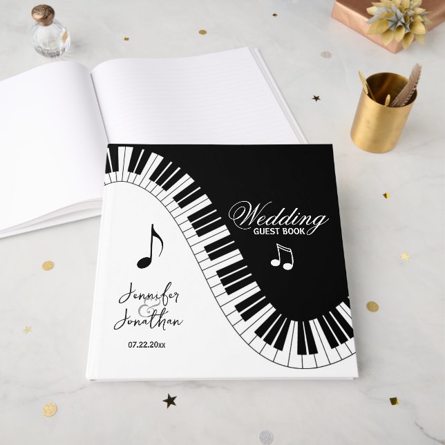 Creative Musicians Piano Keys Wedding Gästebuch (Vorderseite offen)
