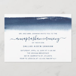 Creative Navy Blue Watercolor Annaprashan Einladung