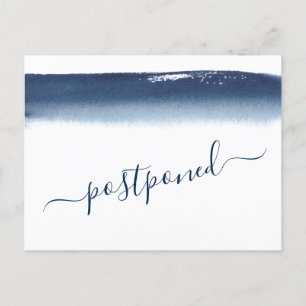Creative Navy Blue Watercolor Hochzeitspause Ankündigungspostkarte