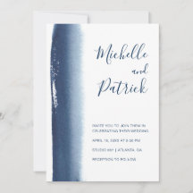 Creative Navy Blue Watercolor Pinselstrich Hochzei