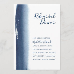 Creative Navy Blue Watercolor Probe Dinner Einladung