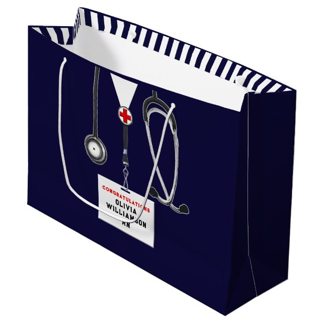 Creative Nurse Abschluss Große Geschenktasche Geschenktüte (Vorderseite Schrägansicht)