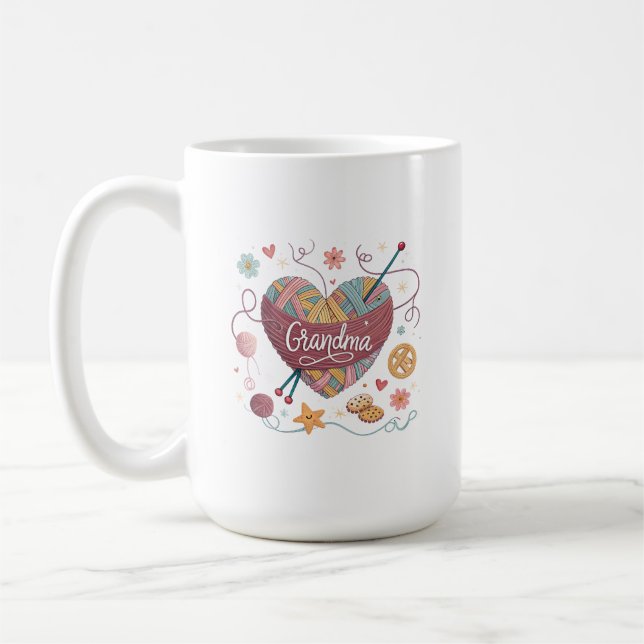 Creative Oma Heart Yarn Design Whimsical Families Kaffeetasse (Links)