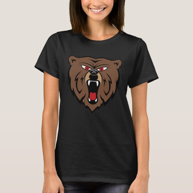 Creative Oversized Bear Head Face Print  Bold Griz T-Shirt (Vorderseite)