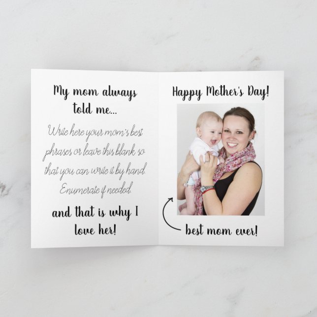Creative Personal Funny Happy Mother Day Card Karte (Innenseite)