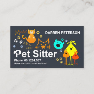 Creative Pet Sitter Signatur farbenfrohe Hundekatz Visitenkarte