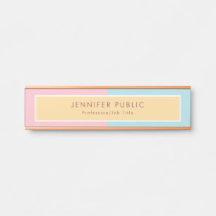 Creative Pink Yellow Blue Modern Template Rosegold Türschild