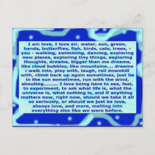 Creative Postcard 4a I am love, dreams, being here Postkarte