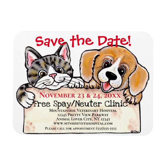 Creative Puppy Cat Veterinary Event Erinnerung Magnet (Horizontal)