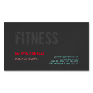 Creative Retro Black Gray Dynamic Personal Trainer Magnetische Visitenkarte