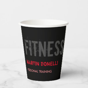 Creative Retro Black Gray Dynamic Personal Trainer Pappbecher