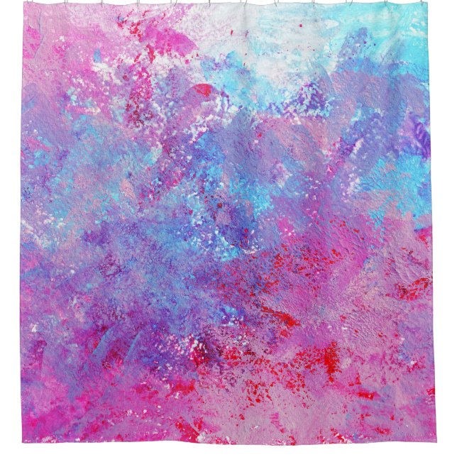 Creative rosa-blaue Textur, Farbblöcke. Duschvorhang (Vorderseite)