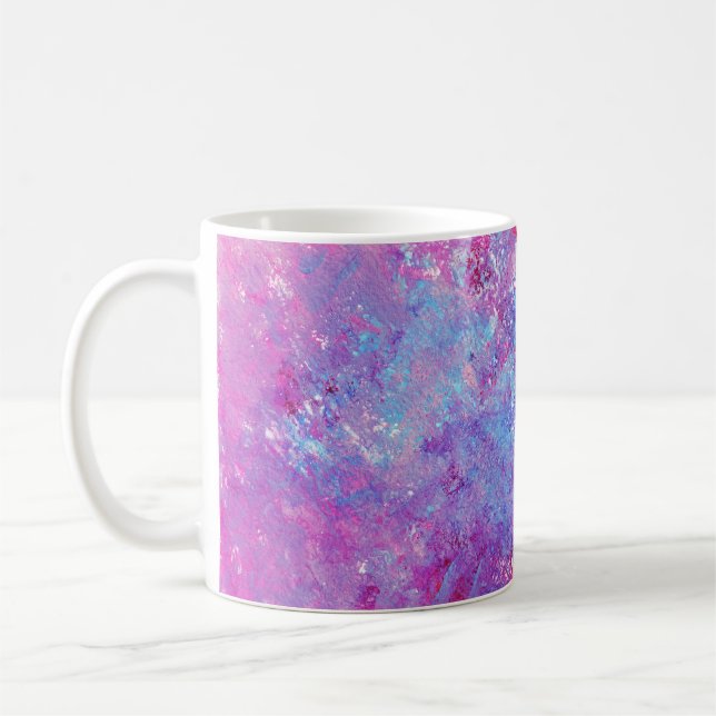 Creative rosa-blaue Textur, Farbblöcke. Kaffeetasse (Links)