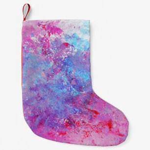 Creative rosa-blaue Textur, Farbblöcke. Kleiner Weihnachtsstrumpf