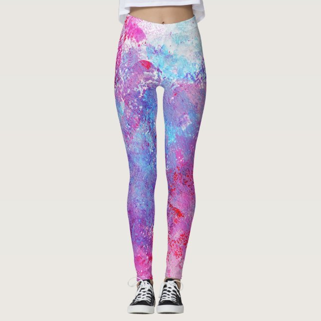 Creative rosa-blaue Textur, Farbblöcke. Leggings (Vorderseite)