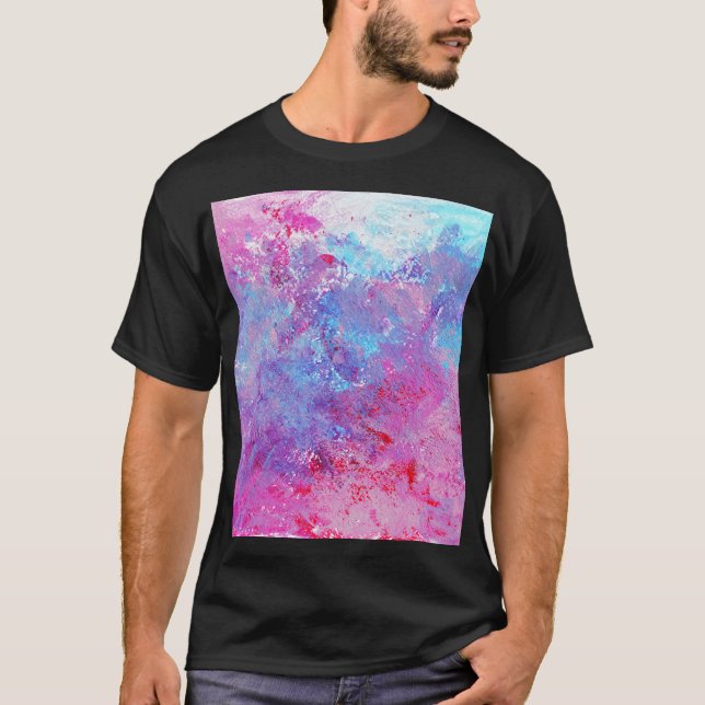 Creative rosa-blaue Textur, Farbblöcke. T-Shirt (Vorderseite)
